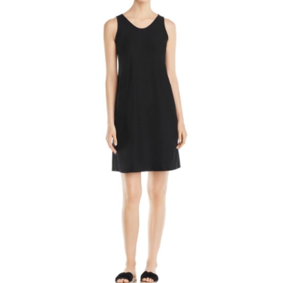 Eileen Fisher Black Sleeveless Shift Dress - Picture 1 of 6